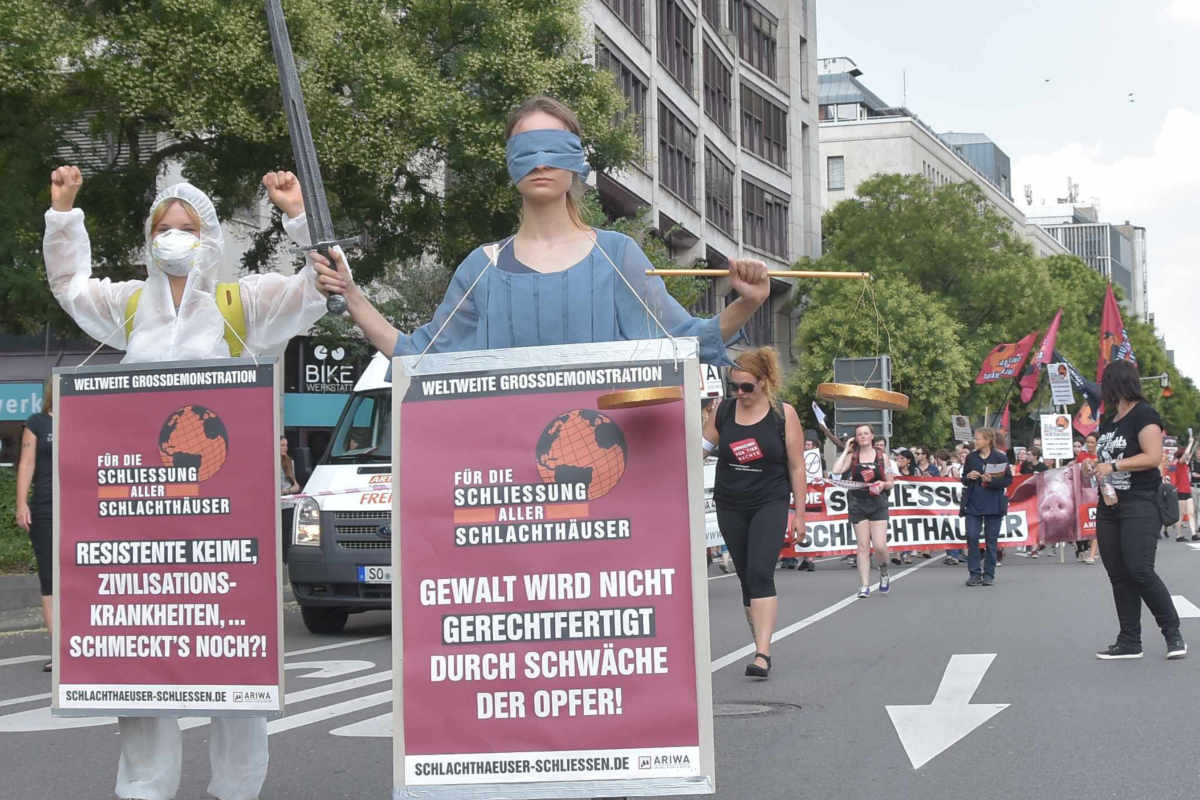 Demos für die Schließung aller Schlachthäuser Stuttgart