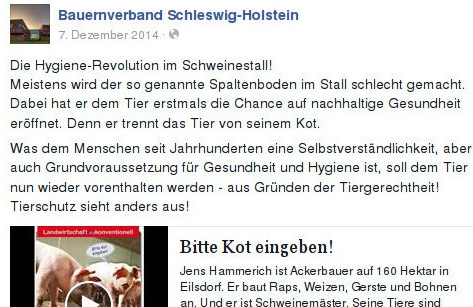 Facebookpost des Bauernverband Schleswig-Holstein
